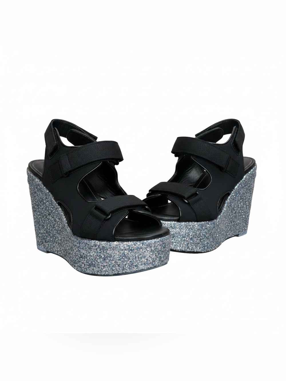 Kendall & Kylie Upcycled Glitter Platform Wedge Sandals